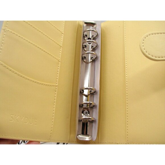 Skydue Planner Organizer Pale Yellow Leather 6 Ring Binder Budget Refillable NEW - Picture 6 of 11